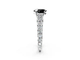 White gold Fancy Black Oval Cut Cut Diamond Pavé Band Solitaire with Four-Prong Setting_2