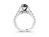 White gold Fancy Black Oval Cut Cut Diamond Pavé Band Solitaire with Four-Prong Setting_3