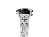 White gold Fancy Black Oval Cut Cut Diamond Pavé Band Solitaire with Four-Prong Setting_5