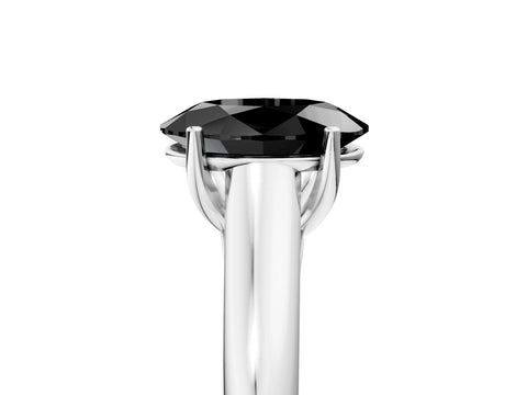 White gold Fancy Black Oval Cut Cut Diamond Solitaire Engagement Ring with Tapered Plain Band and Four-Prong Setting_17