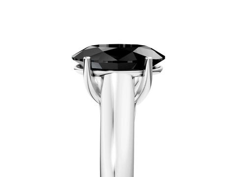 White gold Fancy Black Oval Cut Cut Diamond Solitaire Engagement Ring with Tapered Plain Band and Four-Prong Setting_5