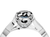 White gold Fancy Black Oval Cut Cut Diamond Twisted Band with Milgrain Pave Setting and Four-Prong Setting_16