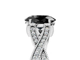 White gold Fancy Black Oval Cut Cut Diamond Twisted Band with Milgrain Pave Setting and Four-Prong Setting_17