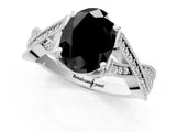 White gold Fancy Black Oval Cut Cut Diamond Twisted Band with Milgrain Pave Setting and Four-Prong Setting_1