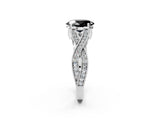 White gold Fancy Black Oval Cut Cut Diamond Twisted Band with Milgrain Pave Setting and Four-Prong Setting_2