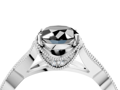 White gold Fancy Black Oval Cut Cut Diamond Twisted Band with Milgrain Pave Setting and Four-Prong Setting_4