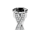 White gold Fancy Black Oval Cut Cut Diamond Twisted Band with Milgrain Pave Setting and Four-Prong Setting_5