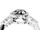 White gold Fancy Black Oval Cut Cut Halo Diamond Infinity Band with Four-Prong Setting_4