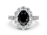 White gold Fancy Black Oval Cut Cut Halo Diamond Pavé Engagement Ring with Milgrain Detailing_12