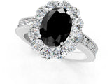 White gold Fancy Black Oval Cut Cut Halo Diamond Pavé Engagement Ring with Milgrain Detailing_13