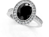 White gold Fancy Black Oval Cut Cut Halo Pavé Diamond Ring_1