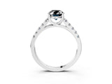 White gold Fancy Black Oval Cut Cut Pavé Band Solitaire Ring with Four-Prong Setting_3