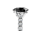White gold Fancy Black Oval Cut Cut Pavé Band Solitaire Ring with Four-Prong Setting_5