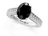 White gold Fancy Black Oval Cut Cut Pave Band Milgrain Solitaire Ring_1
