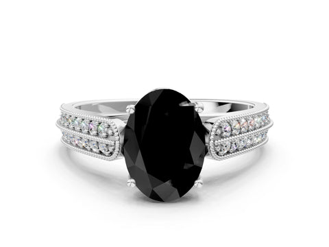 White gold Fancy Black Oval Cut Cut Pave Split Shank Engagement Ring with Four-Prong Setting_12