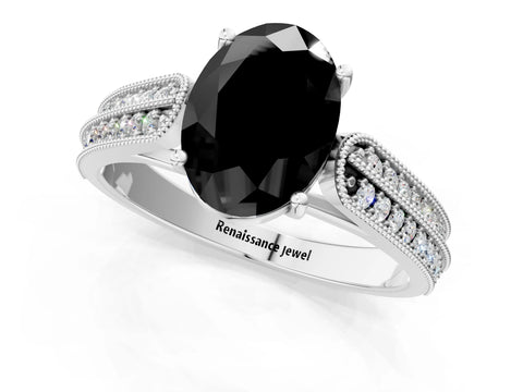 White gold Fancy Black Oval Cut Cut Pave Split Shank Engagement Ring with Four-Prong Setting_13