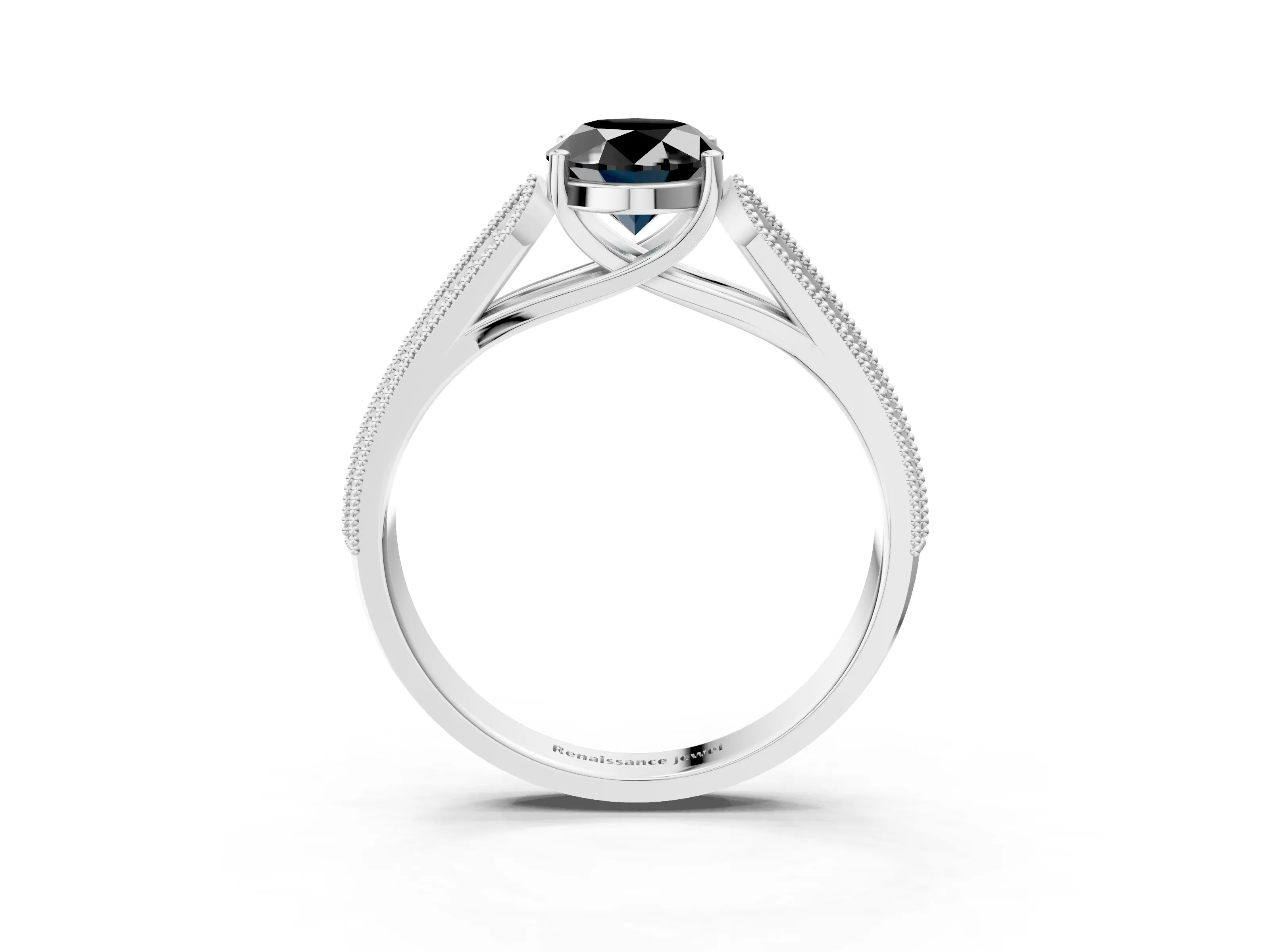 White gold Fancy Black Oval Cut Cut Pave Split Shank Engagement Ring with Four-Prong Setting_15