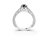 White gold Fancy Black Oval Cut Cut Solitaire Engraved Band with Four-Prong Setting_3