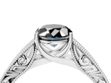 White gold Fancy Black Oval Cut Cut Solitaire Engraved Band with Four-Prong Setting_4