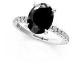 White gold Fancy Black Oval Cut Diamond Brilliant Solitaire Ring with Pavé Band and Four-Prong Setting_13