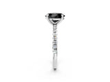 White gold Fancy Black Oval Cut Diamond Brilliant Solitaire Ring with Pavé Band and Four-Prong Setting_14