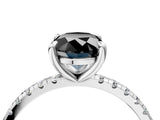 White gold Fancy Black Oval Cut Diamond Brilliant Solitaire Ring with Pavé Band and Four-Prong Setting_16