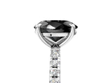 White gold Fancy Black Oval Cut Diamond Brilliant Solitaire Ring with Pavé Band and Four-Prong Setting_17