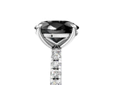 White gold Fancy Black Oval Cut Diamond Brilliant Solitaire Ring with Pavé Band and Four-Prong Setting_29
