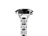 White gold Fancy Black Oval Cut Diamond Cathedral Solitaire Ring with Round  Pavé Band_41
