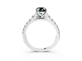 White gold Fancy Black Oval Cut Diamond Cathedral Solitaire Ring with Round  Pavé Band_45