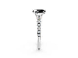 White gold Fancy Black Oval Cut Diamond Cathedral Solitaire Ring with Round  Pavé Band_50