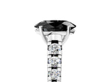 White gold Fancy Black Oval Cut Diamond Cathedral Solitaire Ring with Round  Pavé Band_53