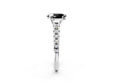 White gold Fancy Black Oval Cut Diamond Cathedral Solitaire Ring with Round  Pavé Band_60