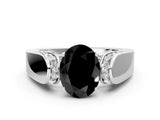 White gold Fancy Black Oval Cut Diamond Channel Set Solitaire Ring with Four-Prong Setting_10