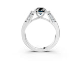 White gold Fancy Black Oval Cut Diamond Channel Set Solitaire Ring with Four-Prong Setting_13