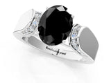 White gold Fancy Black Oval Cut Diamond Channel Set Solitaire Ring with Four-Prong Setting_14
