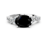 White gold Fancy Black Oval Cut Diamond Cluster Pavé Band with Four-Prong Setting_12