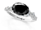 White gold Fancy Black Oval Cut Diamond Cluster Pavé Band with Four-Prong Setting_13