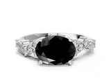 White gold Fancy Black Oval Cut Diamond Cluster Pavé Band with Four-Prong Setting_3