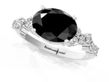 White gold Fancy Black Oval Cut Diamond Cluster Pavé Band with Four-Prong Setting_4