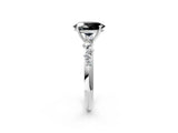 White gold Fancy Black Oval Cut Diamond Cluster Side Stone Solitaire Ring with Prong Setting_50