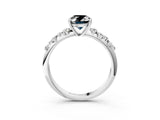 White gold Fancy Black Oval Cut Diamond Cluster Side Stone Solitaire Ring with Prong Setting_51