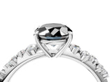White gold Fancy Black Oval Cut Diamond Cluster Side Stone Solitaire Ring with Prong Setting_52