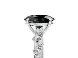 White gold Fancy Black Oval Cut Diamond Cluster Side Stone Solitaire Ring with Prong Setting_53