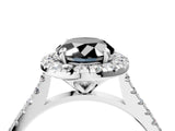 White gold Fancy Black Oval Cut Diamond Cushion Halo Ring with Pavé Band_16