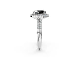 White gold Fancy Black Oval Cut Diamond Double Halo Ring with Split Shank and Four-Prong Setting_2