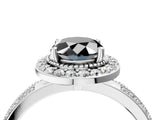 White gold Fancy Black Oval Cut Diamond Double Halo Ring with Split Shank and Four-Prong Setting_4