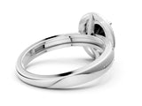 White gold Fancy Black Oval Cut Diamond Double Halo Ring with Split Shank and Four-Prong Setting