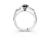 White gold Fancy Black Oval Cut Diamond Engagement Ring with Baguette Side Stones and Channel Set Band_27