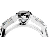 White gold Fancy Black Oval Cut Diamond Engagement Ring with Baguette Side Stones and Channel Set Band_28